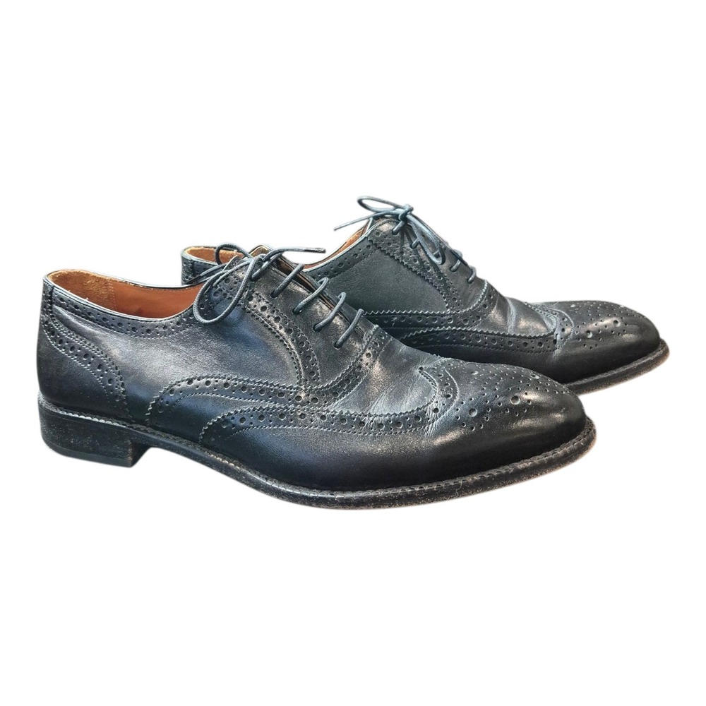 Beckett Simonon Black Leather Wingtip Brogue Oxford Dress Shoes Men's 9.5